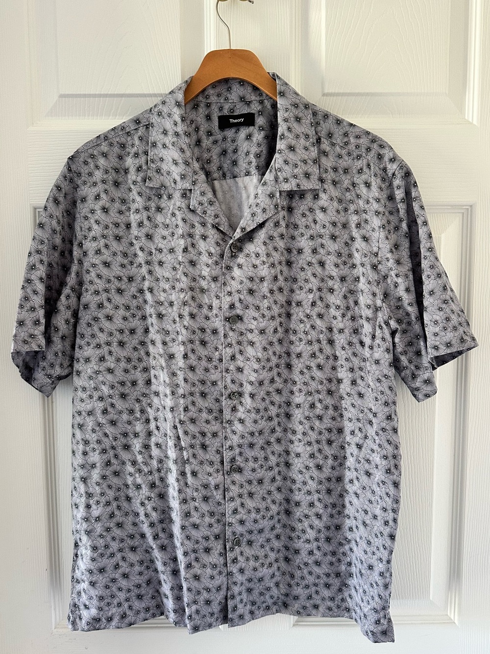 Theory Irving SS CC Optical Floral Camp Collar Shirt Men’s Short Sleeve Large